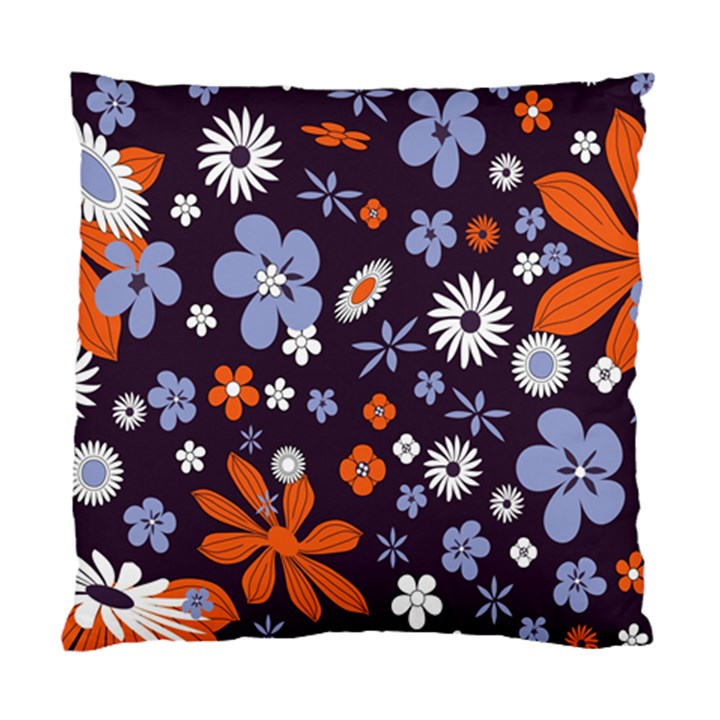 Bright Colorful Busy Large Retro Floral Flowers Pattern Wallpaper Background Standard Cushion Case (One Side)