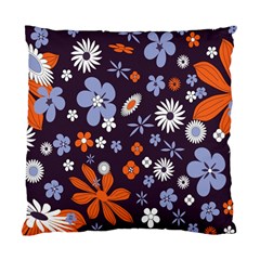 Bright Colorful Busy Large Retro Floral Flowers Pattern Wallpaper Background Standard Cushion Case (Two Sides)