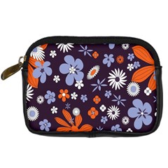 Bright Colorful Busy Large Retro Floral Flowers Pattern Wallpaper Background Digital Camera Cases