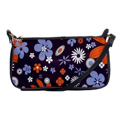 Bright Colorful Busy Large Retro Floral Flowers Pattern Wallpaper Background Shoulder Clutch Bags by Nexatart