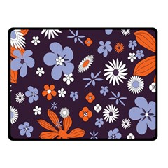 Bright Colorful Busy Large Retro Floral Flowers Pattern Wallpaper Background Fleece Blanket (Small)