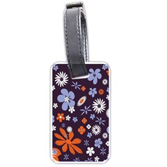 Bright Colorful Busy Large Retro Floral Flowers Pattern Wallpaper Background Luggage Tags (One Side) 
