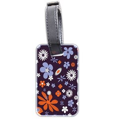 Bright Colorful Busy Large Retro Floral Flowers Pattern Wallpaper Background Luggage Tags (Two Sides)