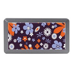 Bright Colorful Busy Large Retro Floral Flowers Pattern Wallpaper Background Memory Card Reader (Mini)