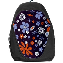 Bright Colorful Busy Large Retro Floral Flowers Pattern Wallpaper Background Backpack Bag