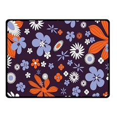 Bright Colorful Busy Large Retro Floral Flowers Pattern Wallpaper Background Double Sided Fleece Blanket (Small) 
