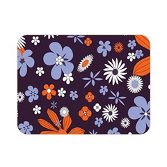 Bright Colorful Busy Large Retro Floral Flowers Pattern Wallpaper Background Double Sided Flano Blanket (Mini) 