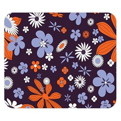 Bright Colorful Busy Large Retro Floral Flowers Pattern Wallpaper Background Double Sided Flano Blanket (Small) 