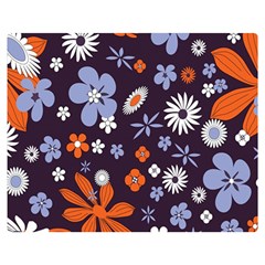 Bright Colorful Busy Large Retro Floral Flowers Pattern Wallpaper Background Double Sided Flano Blanket (Medium) 