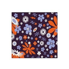 Bright Colorful Busy Large Retro Floral Flowers Pattern Wallpaper Background Satin Bandana Scarf
