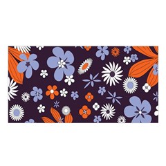 Bright Colorful Busy Large Retro Floral Flowers Pattern Wallpaper Background Satin Shawl by Nexatart