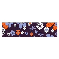 Bright Colorful Busy Large Retro Floral Flowers Pattern Wallpaper Background Satin Scarf (Oblong)