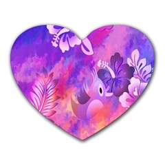 Littie Birdie Abstract Design Artwork Heart Mousepads by Nexatart