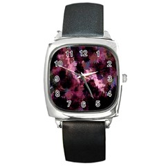 Grunge Purple Abstract Texture Square Metal Watch