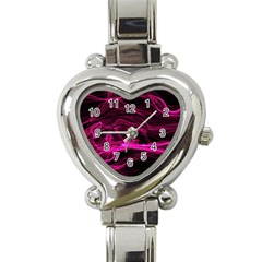 Abstract Pink Smoke On A Black Background Heart Italian Charm Watch by Nexatart