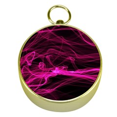 Abstract Pink Smoke On A Black Background Gold Compasses