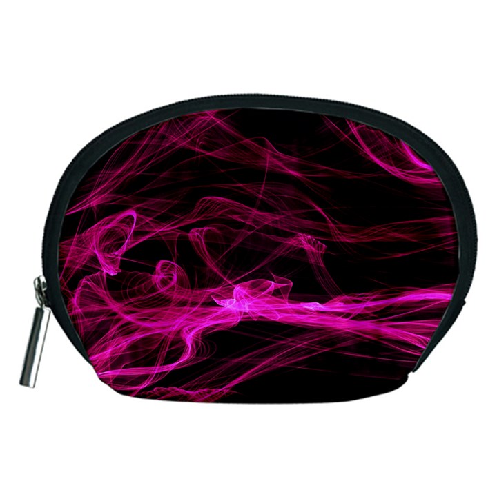 Abstract Pink Smoke On A Black Background Accessory Pouches (Medium) 