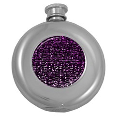 Purple Denim Background Pattern Round Hip Flask (5 Oz) by Nexatart