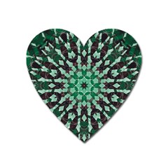 Abstract Green Patterned Wallpaper Background Heart Magnet by Nexatart