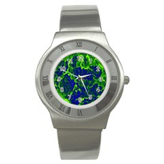 Abstract Green And Blue Background Stainless Steel Watch