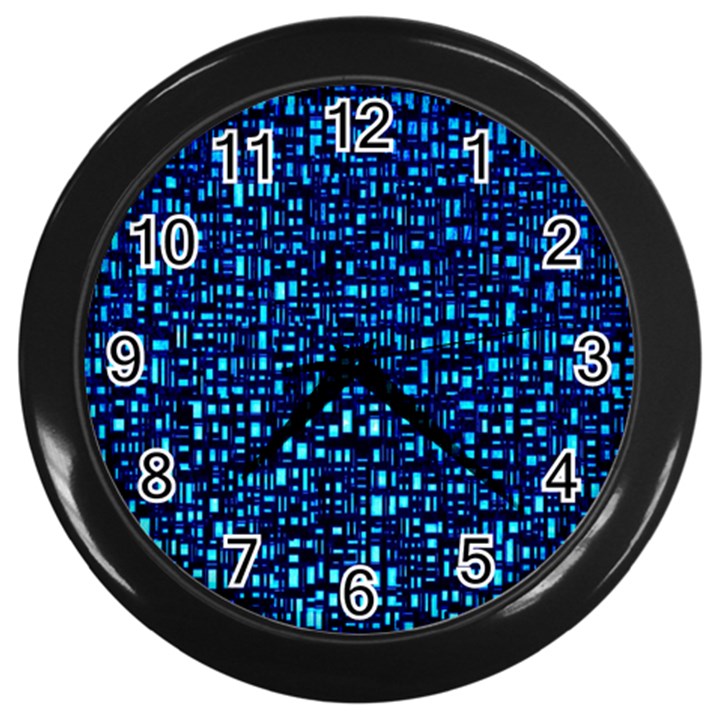 Blue Box Background Pattern Wall Clocks (Black)