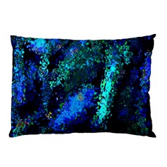 Underwater Abstract Seamless Pattern Of Blues And Elongated Shapes Pillow Case by Nexatart