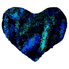 Underwater Abstract Seamless Pattern Of Blues And Elongated Shapes Large 19  Premium Flano Heart Shape Cushions by Nexatart