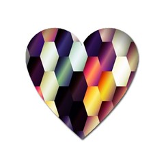 Colorful Hexagon Pattern Heart Magnet by Nexatart