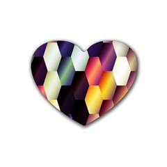 Colorful Hexagon Pattern Rubber Coaster (heart)  by Nexatart