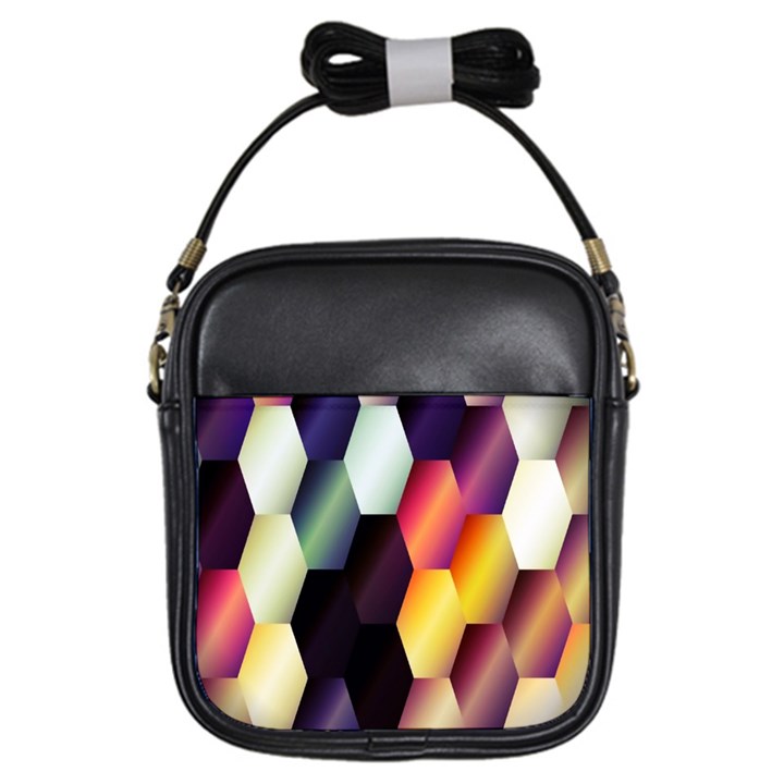 Colorful Hexagon Pattern Girls Sling Bags