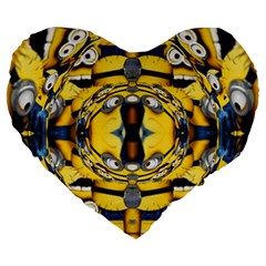 Minions Feedback 3d Effect   Large 19  Premium Flano Heart Shape Cushions by 3Dbjvprojats