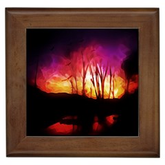 Fall Forest Background Framed Tiles by Nexatart