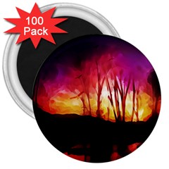 Fall Forest Background 3  Magnets (100 Pack) by Nexatart