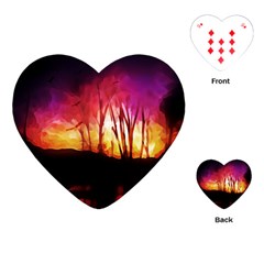 Fall Forest Background Playing Cards (heart)  by Nexatart