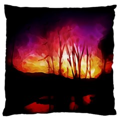 Fall Forest Background Large Flano Cushion Case (two Sides) by Nexatart