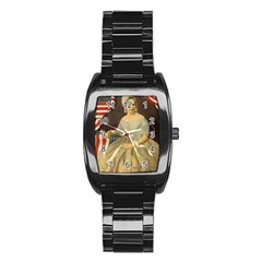 Betsy Ross Author Of The First American Flag And Seal Patriotic Usa Vintage Portrait Stainless Steel Barrel Watch by yoursparklingshop