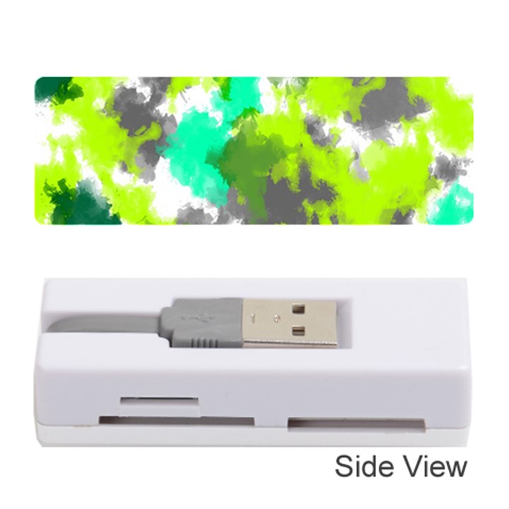 Abstract Watercolor Background Wallpaper Of Watercolor Splashes Green Hues Memory Card Reader (Stick) 