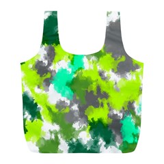 Abstract Watercolor Background Wallpaper Of Watercolor Splashes Green Hues Full Print Recycle Bags (l)  by Nexatart