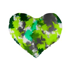 Abstract Watercolor Background Wallpaper Of Watercolor Splashes Green Hues Standard 16  Premium Flano Heart Shape Cushions by Nexatart