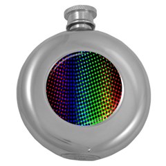 Digitally Created Halftone Dots Abstract Background Design Round Hip Flask (5 Oz) by Nexatart