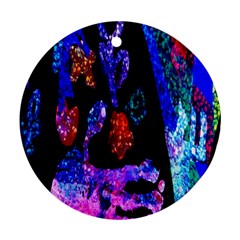 Grunge Abstract In Black Grunge Effect Layered Images Of Texture And Pattern In Pink Black Blue Red Round Ornament (two Sides) by Nexatart