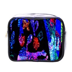 Grunge Abstract In Black Grunge Effect Layered Images Of Texture And Pattern In Pink Black Blue Red Mini Toiletries Bags
