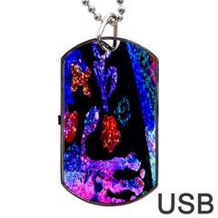 Grunge Abstract In Black Grunge Effect Layered Images Of Texture And Pattern In Pink Black Blue Red Dog Tag Usb Flash (two Sides)