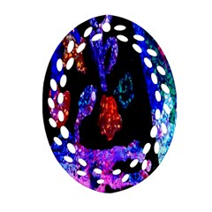 Grunge Abstract In Black Grunge Effect Layered Images Of Texture And Pattern In Pink Black Blue Red Ornament (oval Filigree) by Nexatart