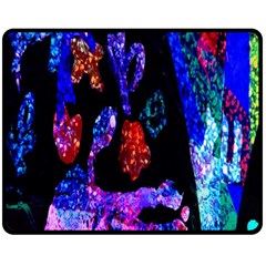 Grunge Abstract In Black Grunge Effect Layered Images Of Texture And Pattern In Pink Black Blue Red Double Sided Fleece Blanket (medium) 