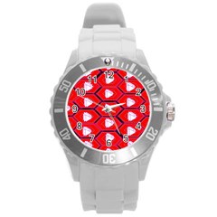 Red Bee Hive Background Round Plastic Sport Watch (l) by Nexatart