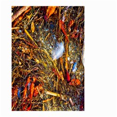 Abstract In Orange Sealife Background Abstract Of Ocean Beach Seaweed And Sand With A White Feather Small Garden Flag (two Sides) by Nexatart