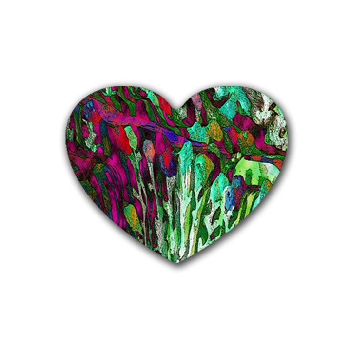 Bright Tropical Background Abstract Background That Has The Shape And Colors Of The Tropics Rubber Coaster (Heart) 