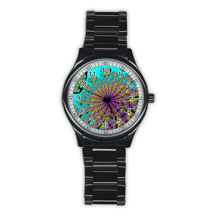 Beautiful Mandala Created With Fractal Forge Stainless Steel Round Watch