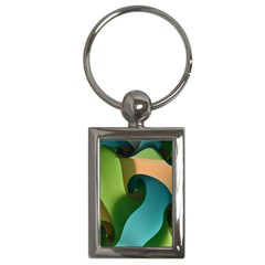 Ribbons Of Blue Aqua Green And Orange Woven Into A Curved Shape Form This Background Key Chains (Rectangle) 